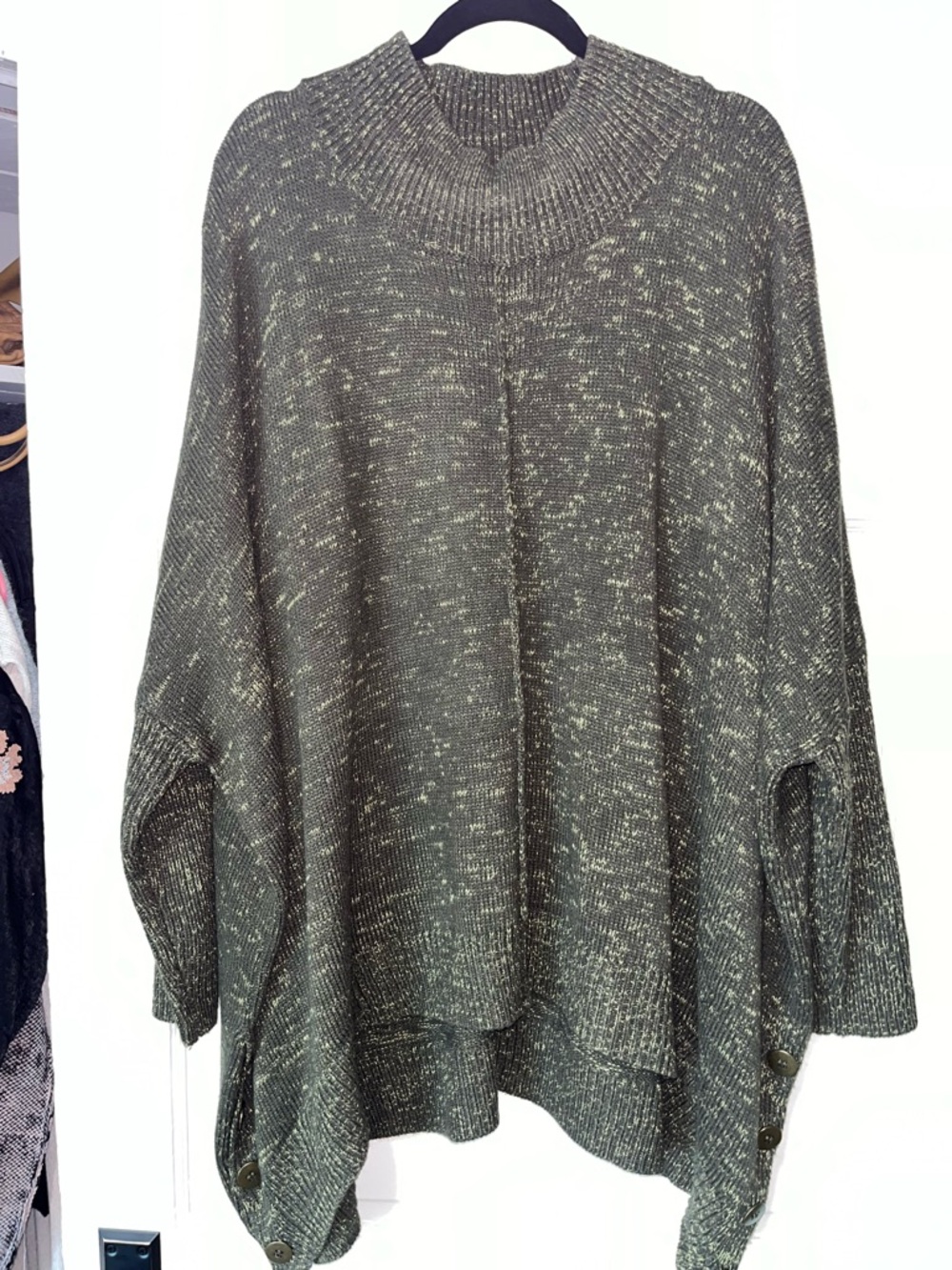 Cozy Women's Olive Marled Cowl Neck Sweater